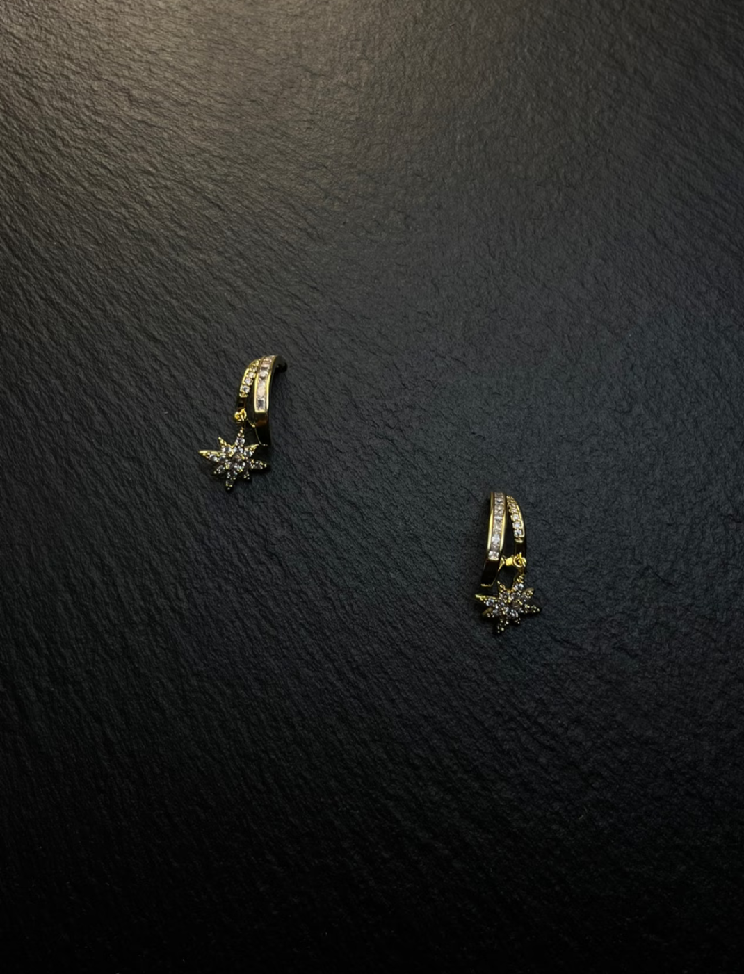 Diamond - decorated Starburst Huggie Earrings