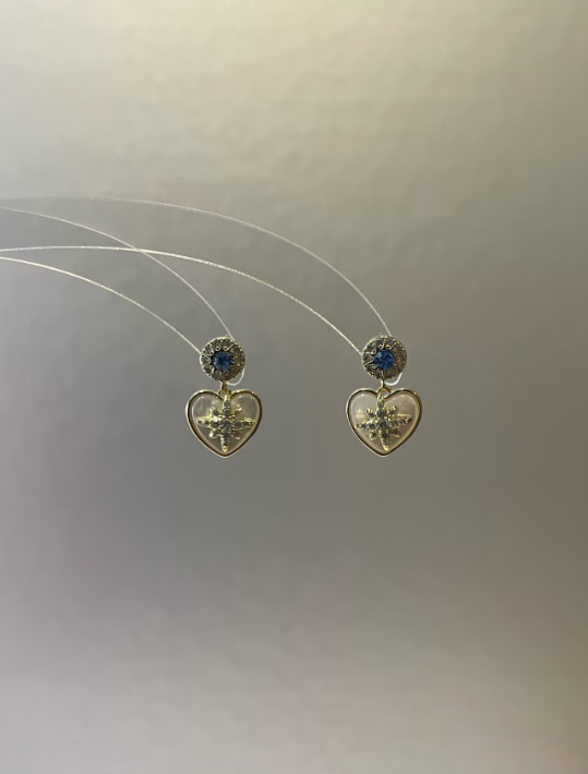 AvoStudio银针耳饰Rhapsody蓝星芒心复古女生耳饰