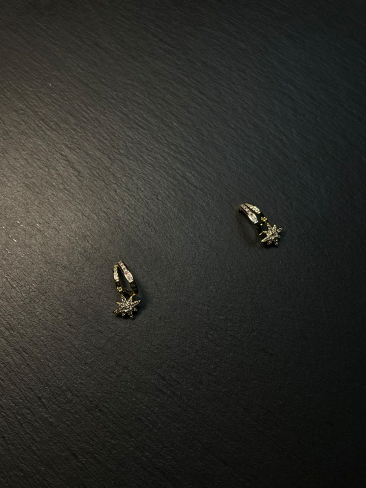 Diamond - decorated Snowflake Huggie Earrings