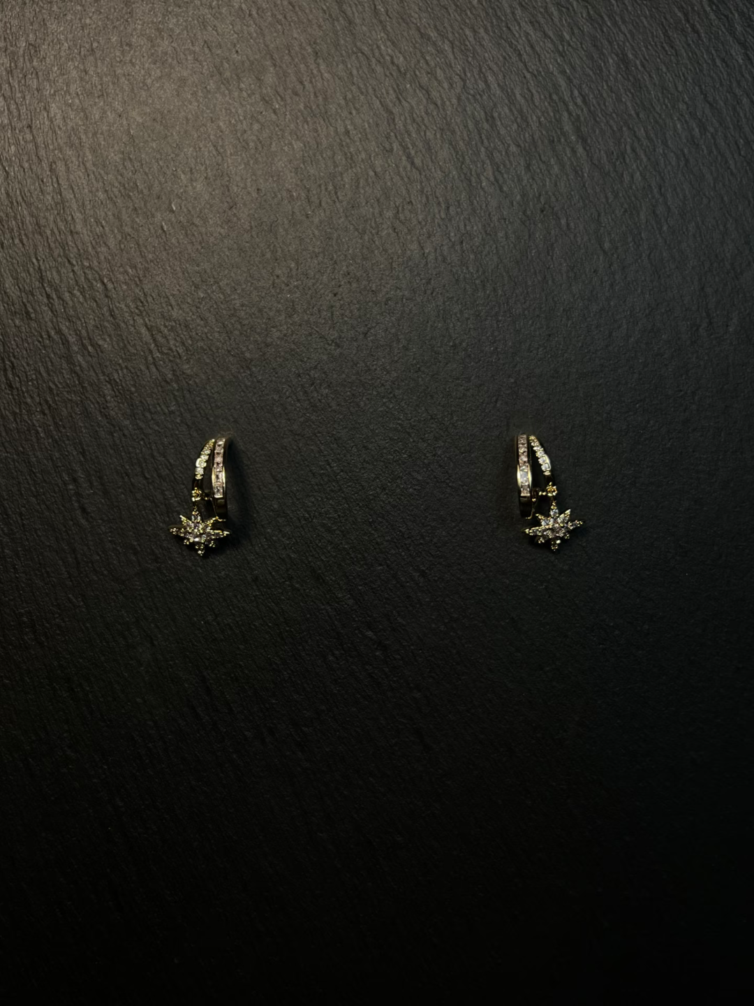 Diamond - decorated Snowflake Huggie Earrings