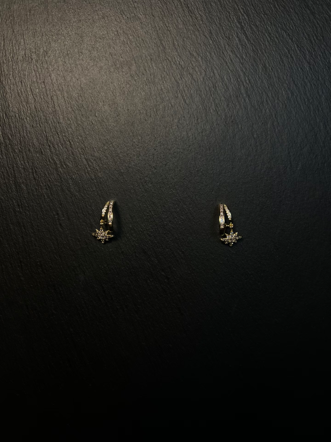 Diamond - decorated Snowflake Huggie Earrings