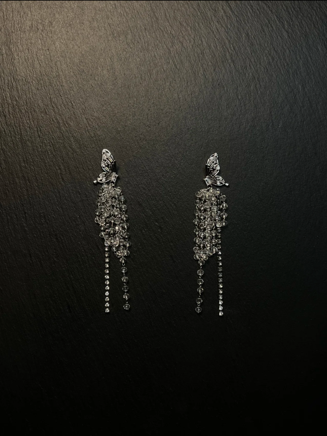 Butterfly & Crystal Tassel Earrings