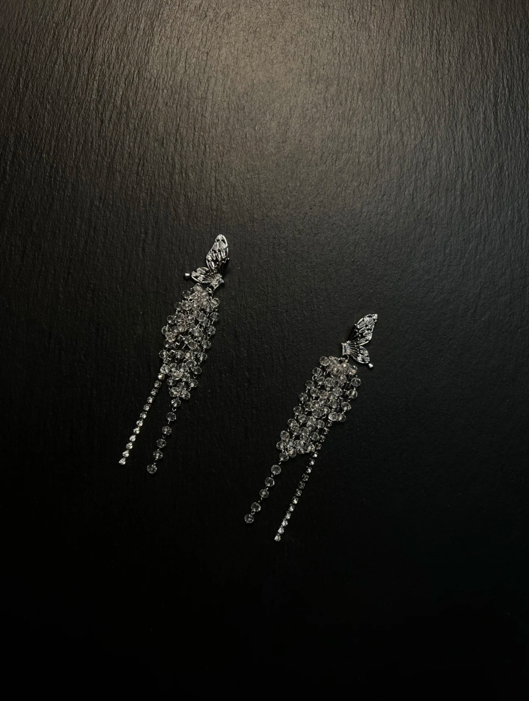 Butterfly & Crystal Tassel Earrings