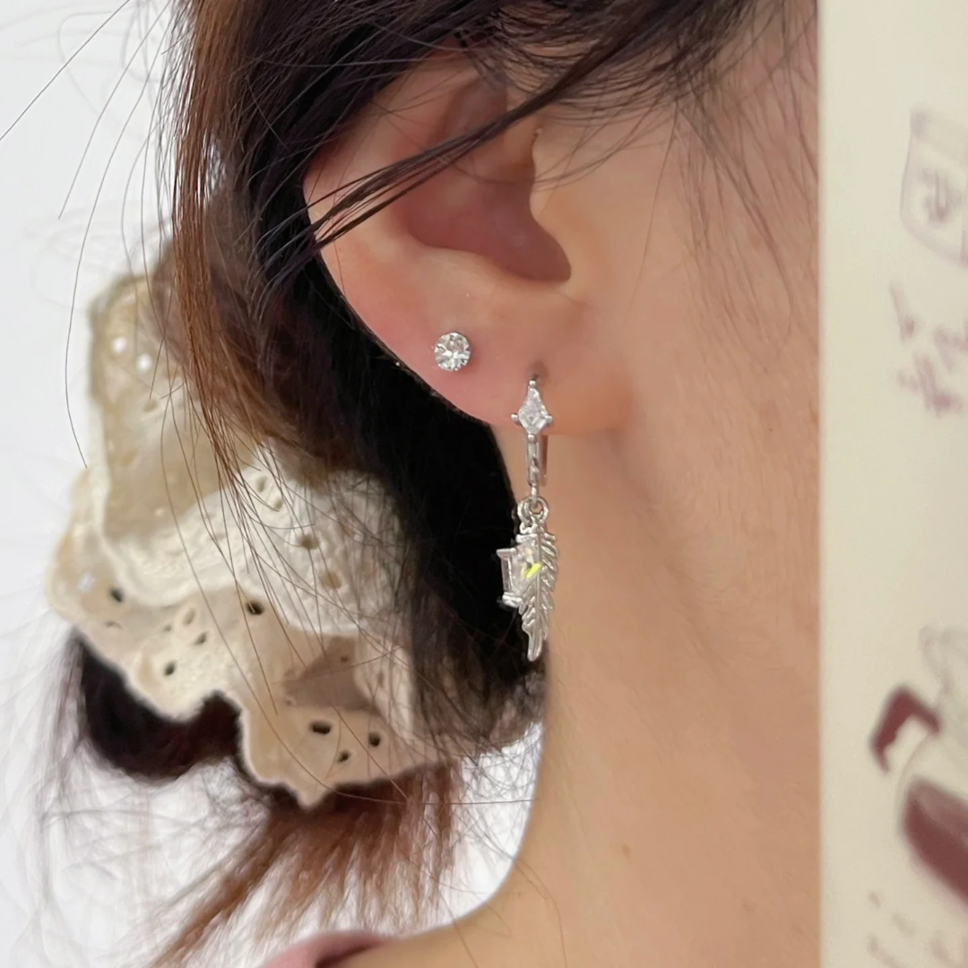 Feather & Diamond Ear Cuff