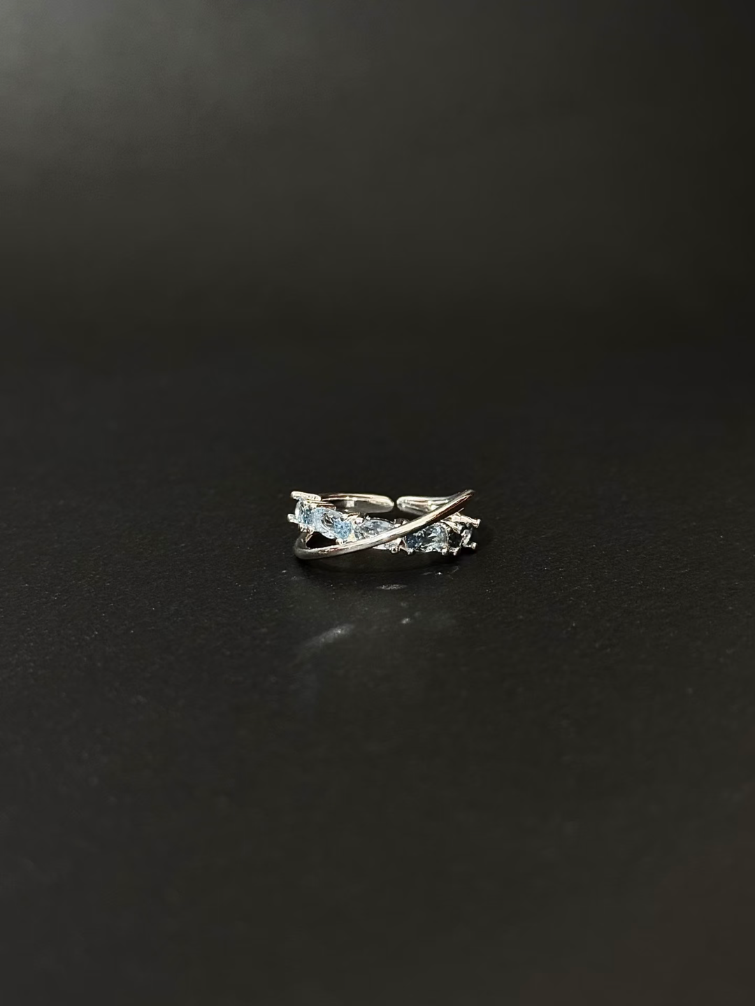 Blue Diamond Twisted Ring