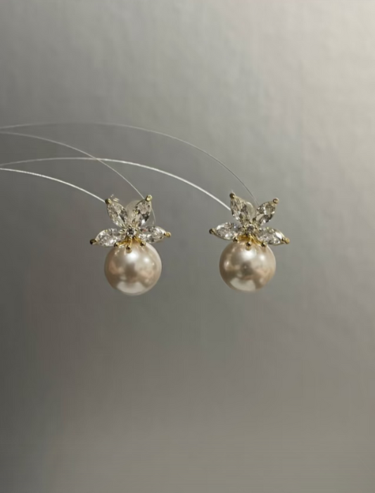 Diamond - decorated Cross Drop Earrings