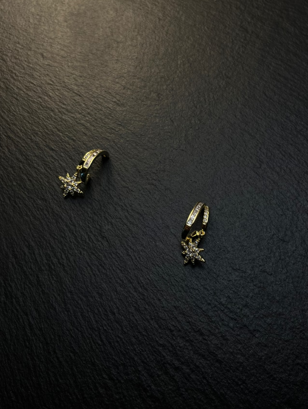 Diamond - decorated Starburst Huggie Earrings