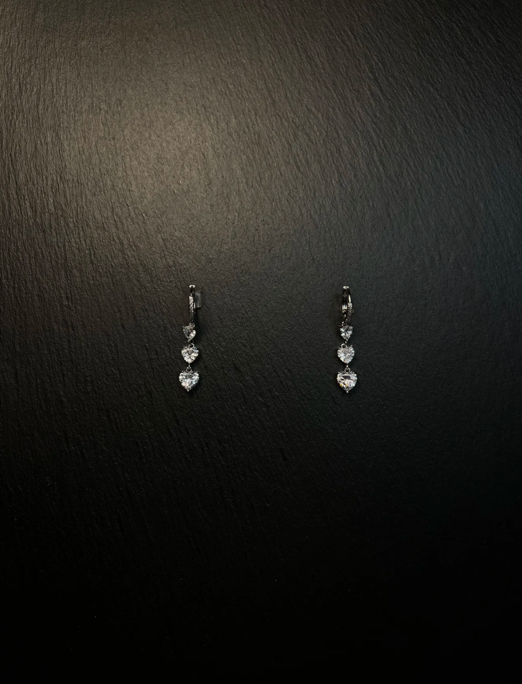 Heart - shaped Diamond Drop Hoop Earrings
