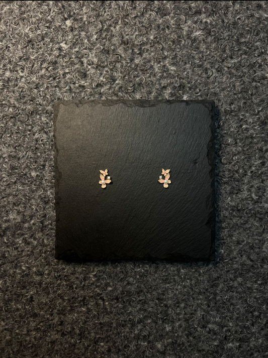 Color - diamond Flower Stud Earrings