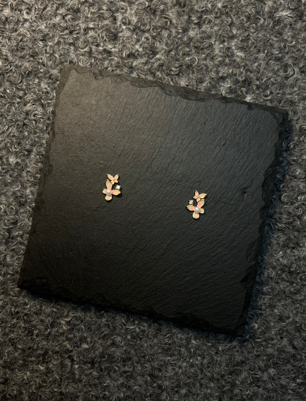 Color - diamond Flower Stud Earrings