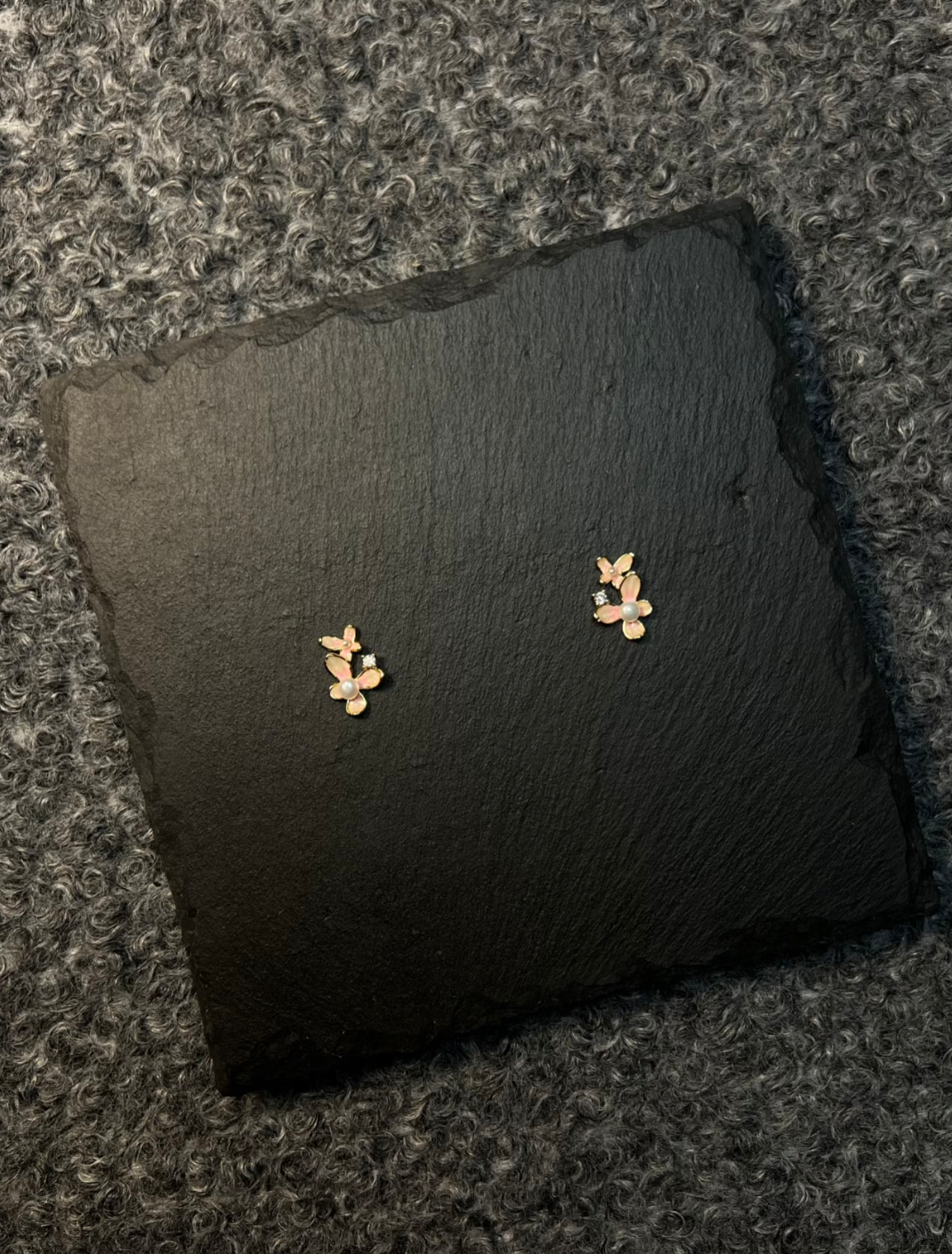 Color - diamond Flower Stud Earrings